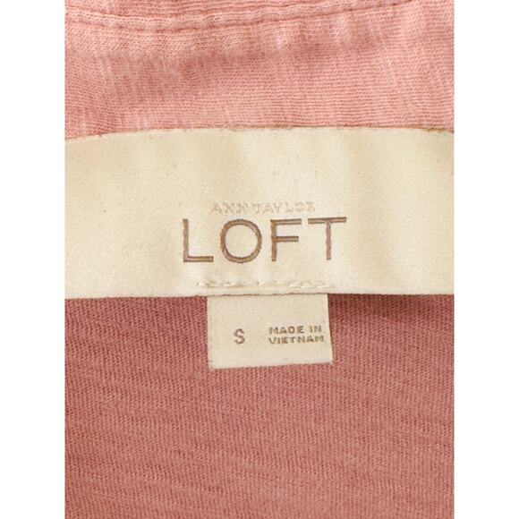 Ann Taylor LOFT Pink Cotton Long Sleeve Button Down Collared Blouse Size S - Picture 8 of 9